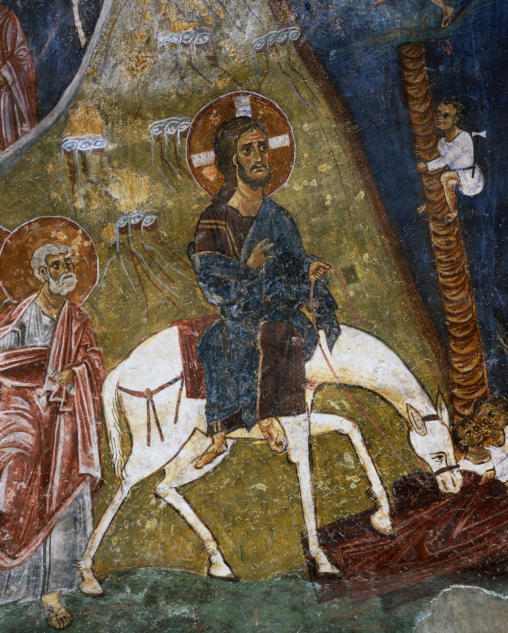 Einzug Christi in Jerusalem, Fresko (12. Jahrhundert), Ayios Nikolaos tis Steyis (Heiliger Nikolaus des Daches) (11. Jahrhundert) (Unesco-Welterbeliste, 2001), Troodos-Gebirge, Zypern (Detail) von Unknown artist
