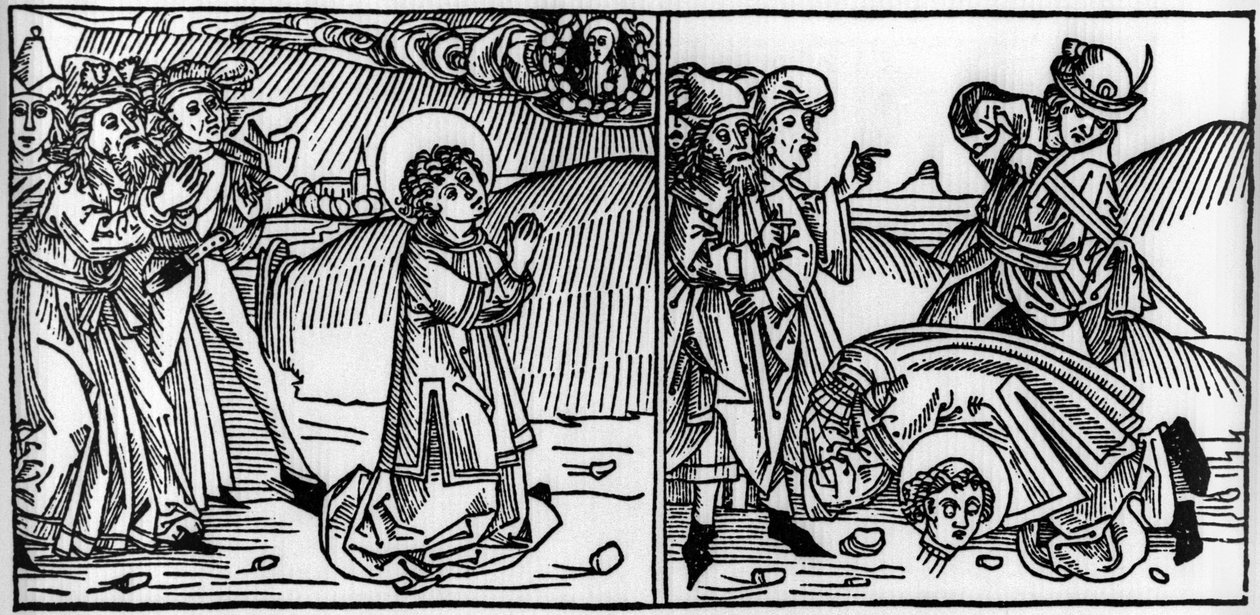 Episode aus dem Leben des Heiligen Donat (gestorben um 355). Gravur aus „Leben der Heiligen - Sommerteil“ (Das Buch der Heiligen) von Jacobus (James) von Voragine (1228-1298). Lübeck 1488. von Unknown artist