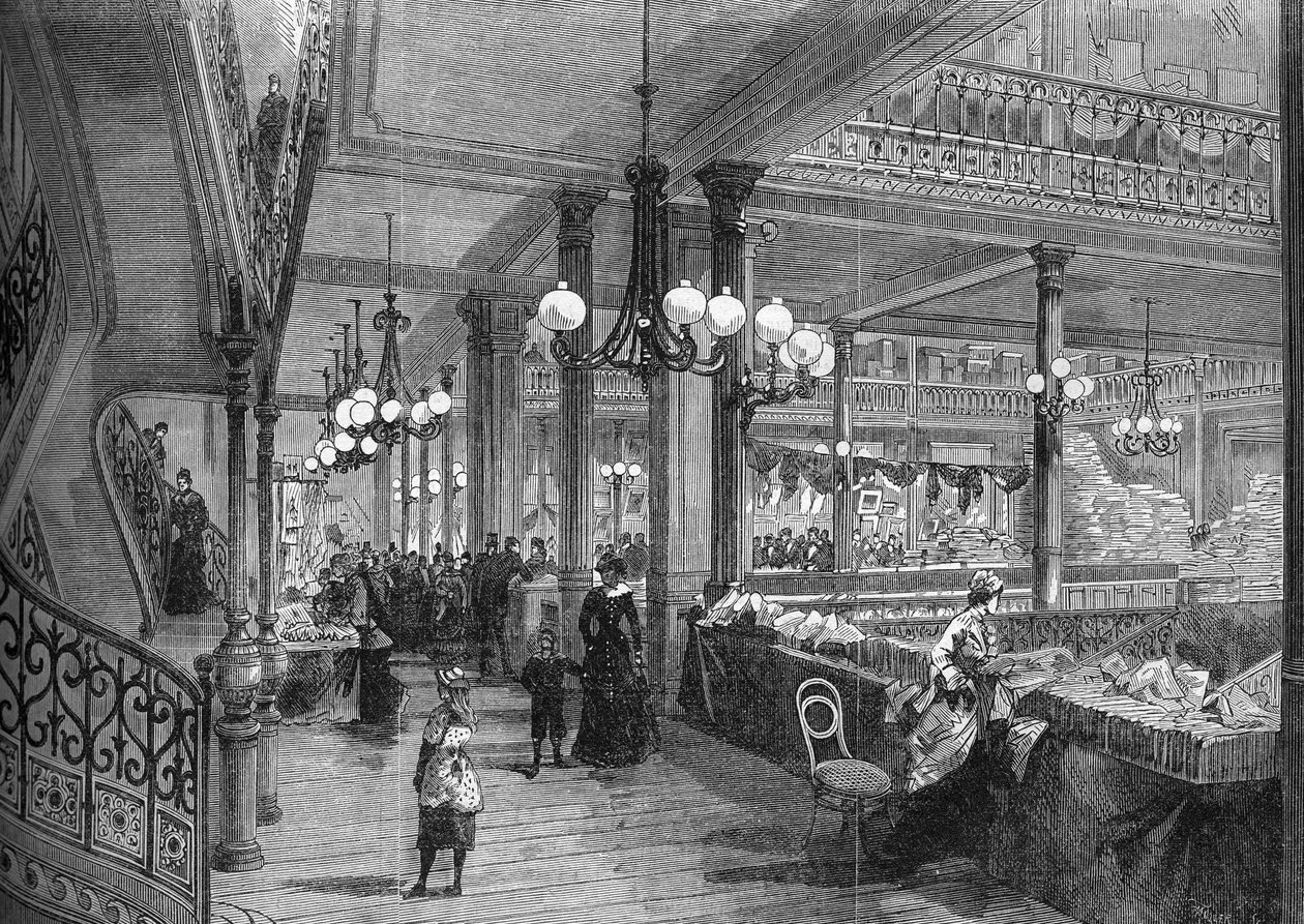 Erweiterungen der „Bon marché“-Geschäfte: Neue Galerie zum Buffet. Paris 1880 von Unknown artist