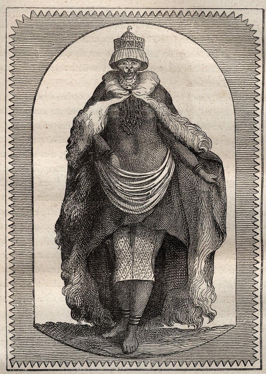 Expedition ins Landesinnere von Südafrika (1775) von Anders Sparrman (1748-1820): eine Hottentotin (Khoikhoi-Frau) - Illustration aus „Die großen Seefahrer des 18. Jahrhunderts“ von Unknown artist