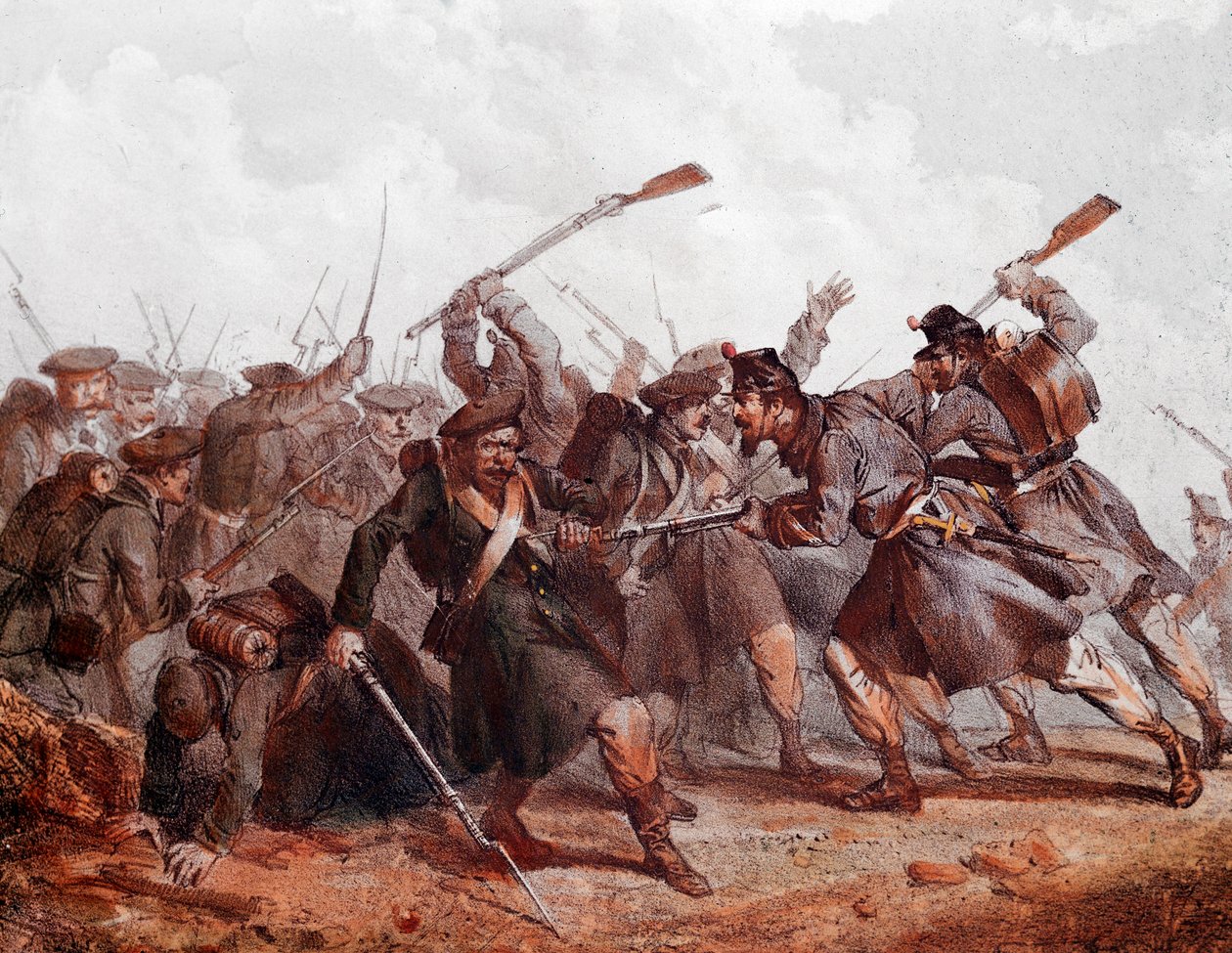 Kampf zwischen der russischen Armee und der englischen, osmanischen und französischen Koalition von Unknown artist