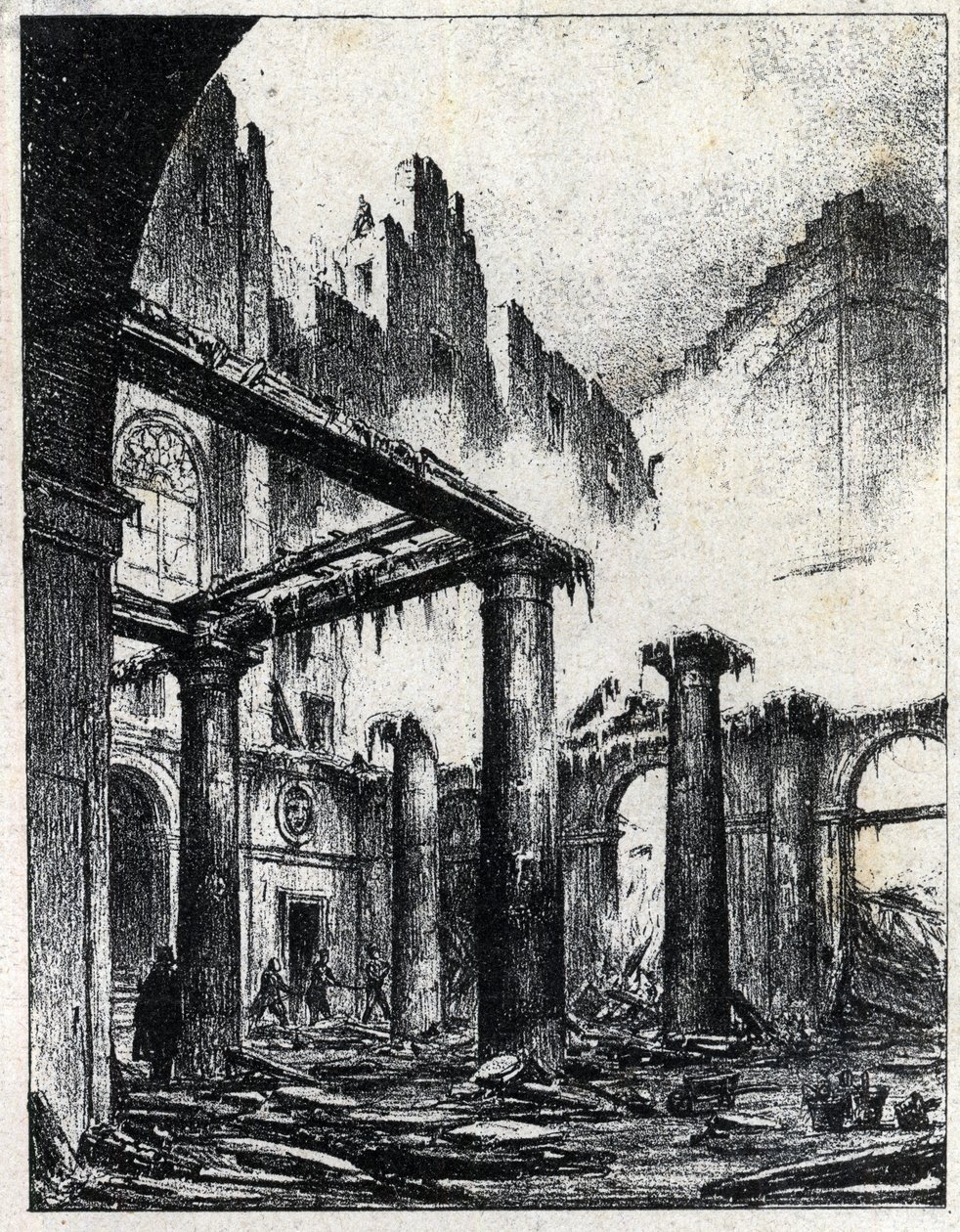 Brand des Italienischen Theaters in Paris 1838 von Unknown artist