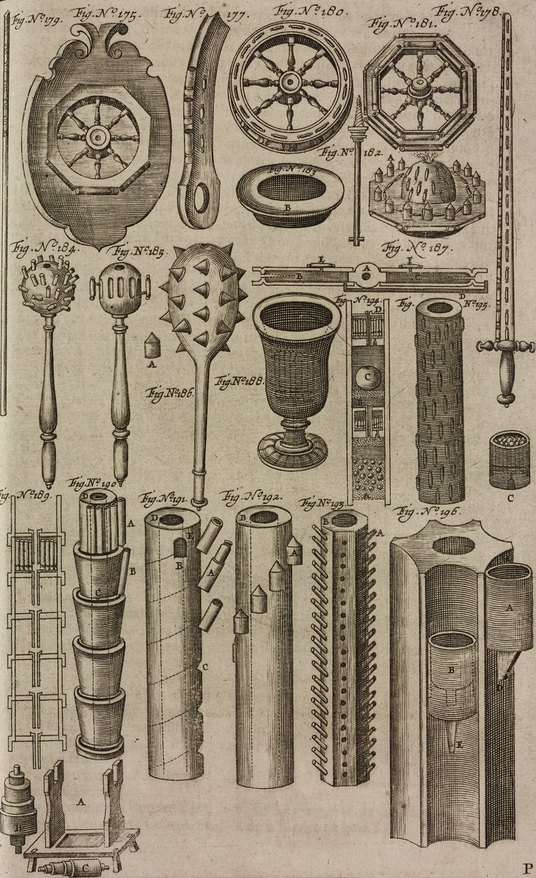Feuerräder und Feuerwerksabschussrohre, aus Grand Art d