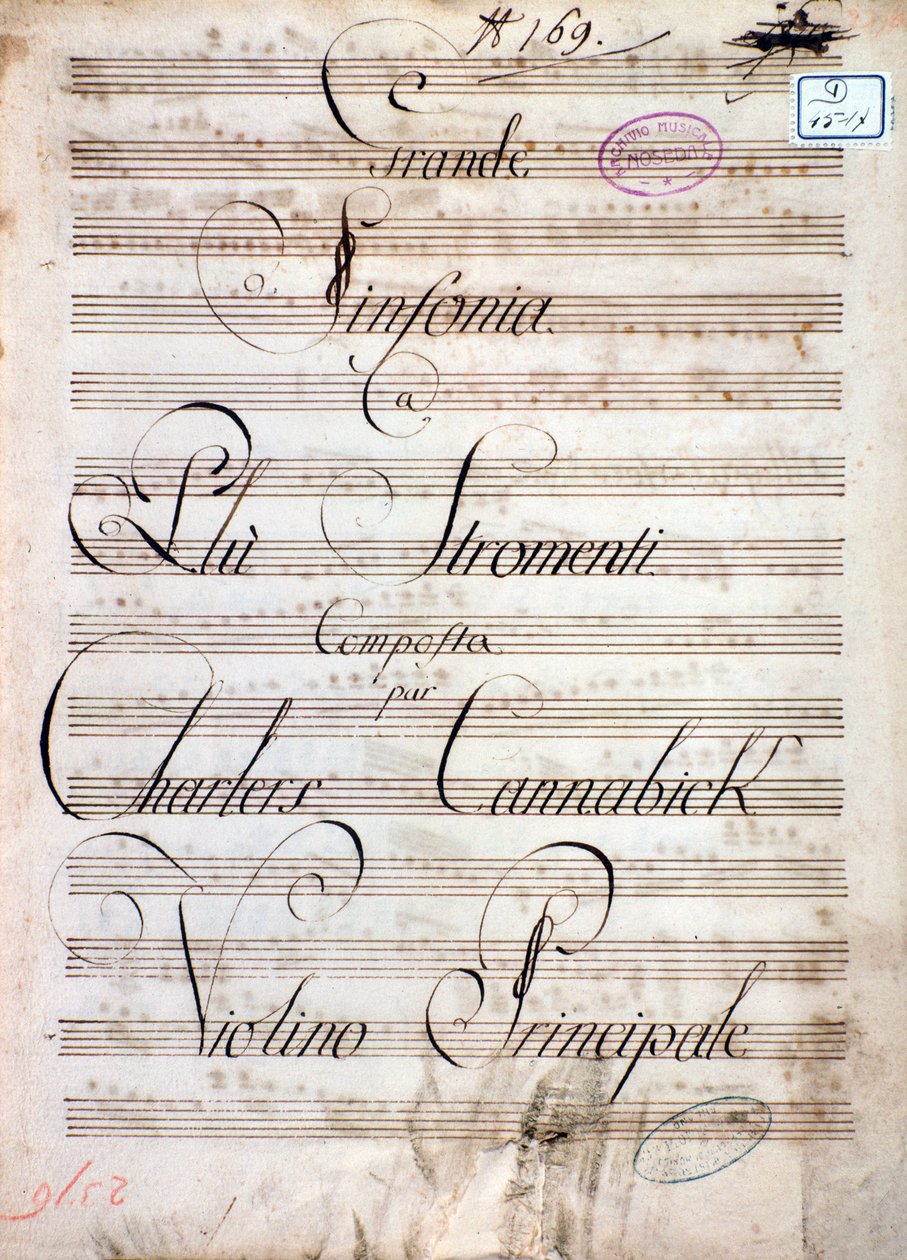Erste Seite der Partitur der Großen Sinfonie (Op. 8) von Carl August Cannabich von Unknown artist