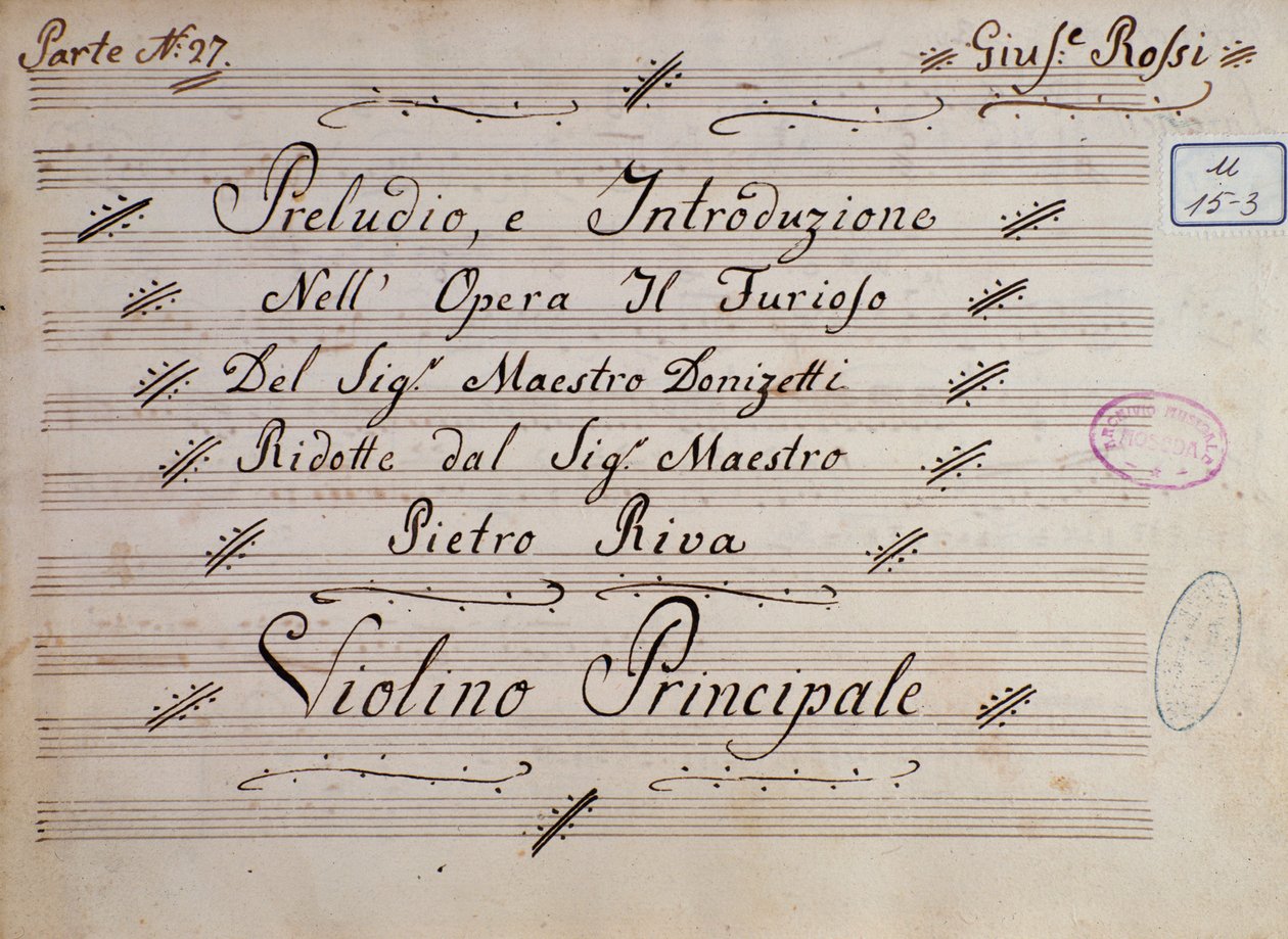 Erste Seite der Noten für Violine, Il furioso all