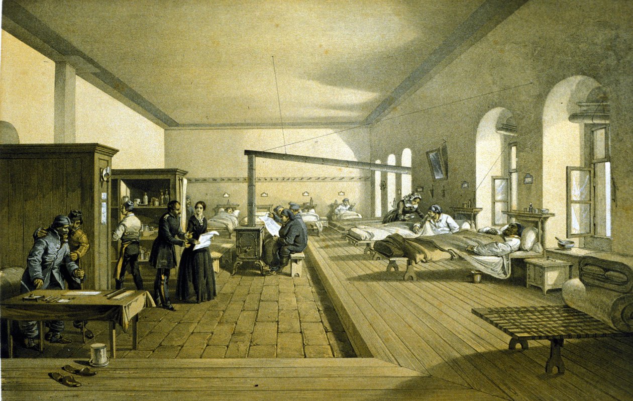 Florence Nightingale (1820 - 1910) in einem Krankenhaus in Scutari in der Türkei um 1855 von Unknown artist