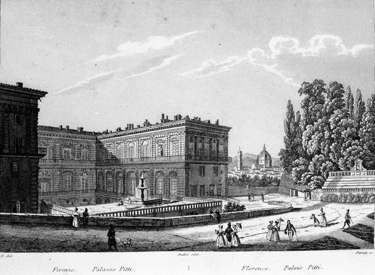 Florenz: Blick auf den Pitti-Palast zu Beginn des 19. Jahrhunderts von Unknown artist