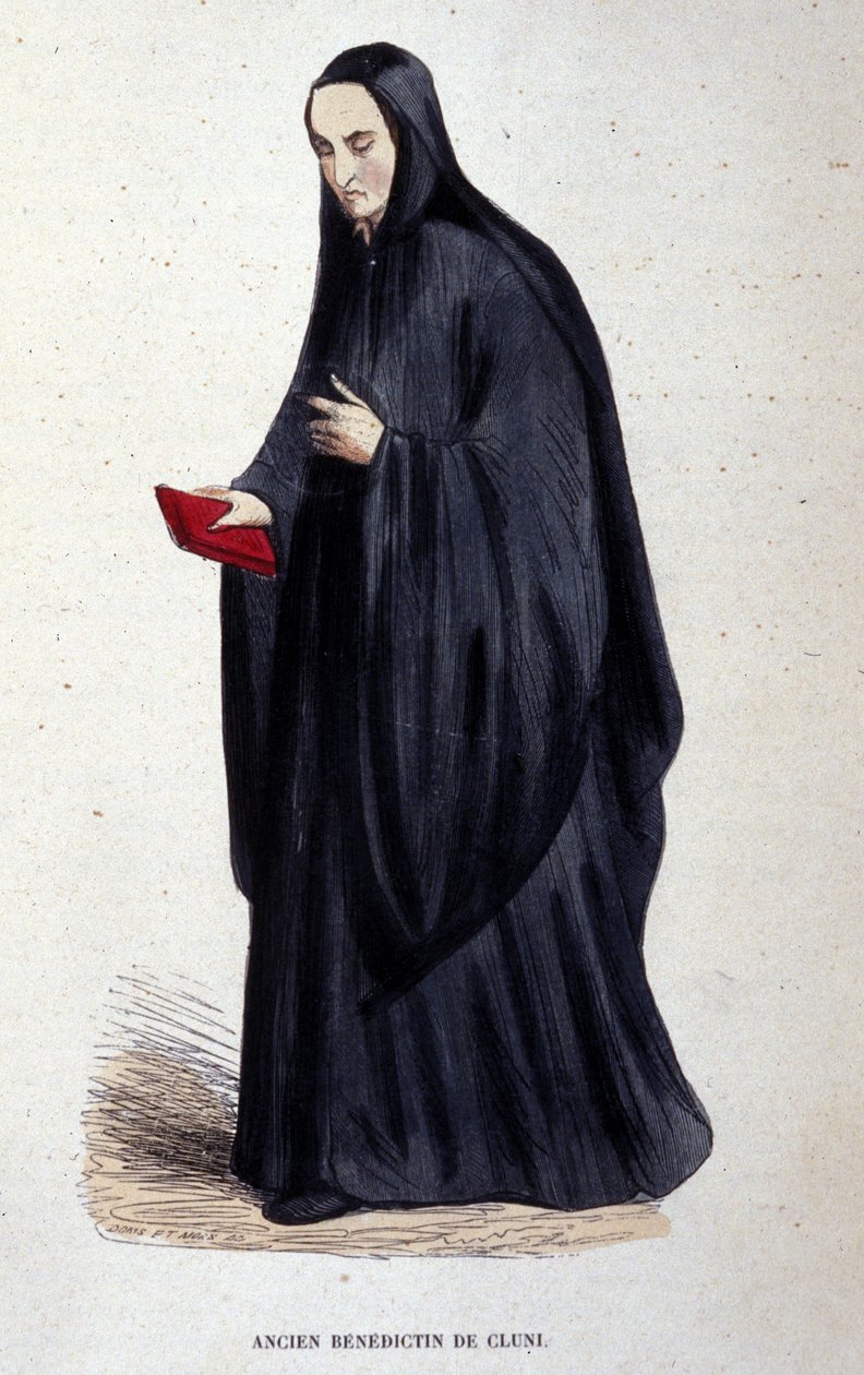Ehemaliger Benediktiner von Cluny. Gravur aus einem Album über religiöse Orden, Paris von Unknown artist
