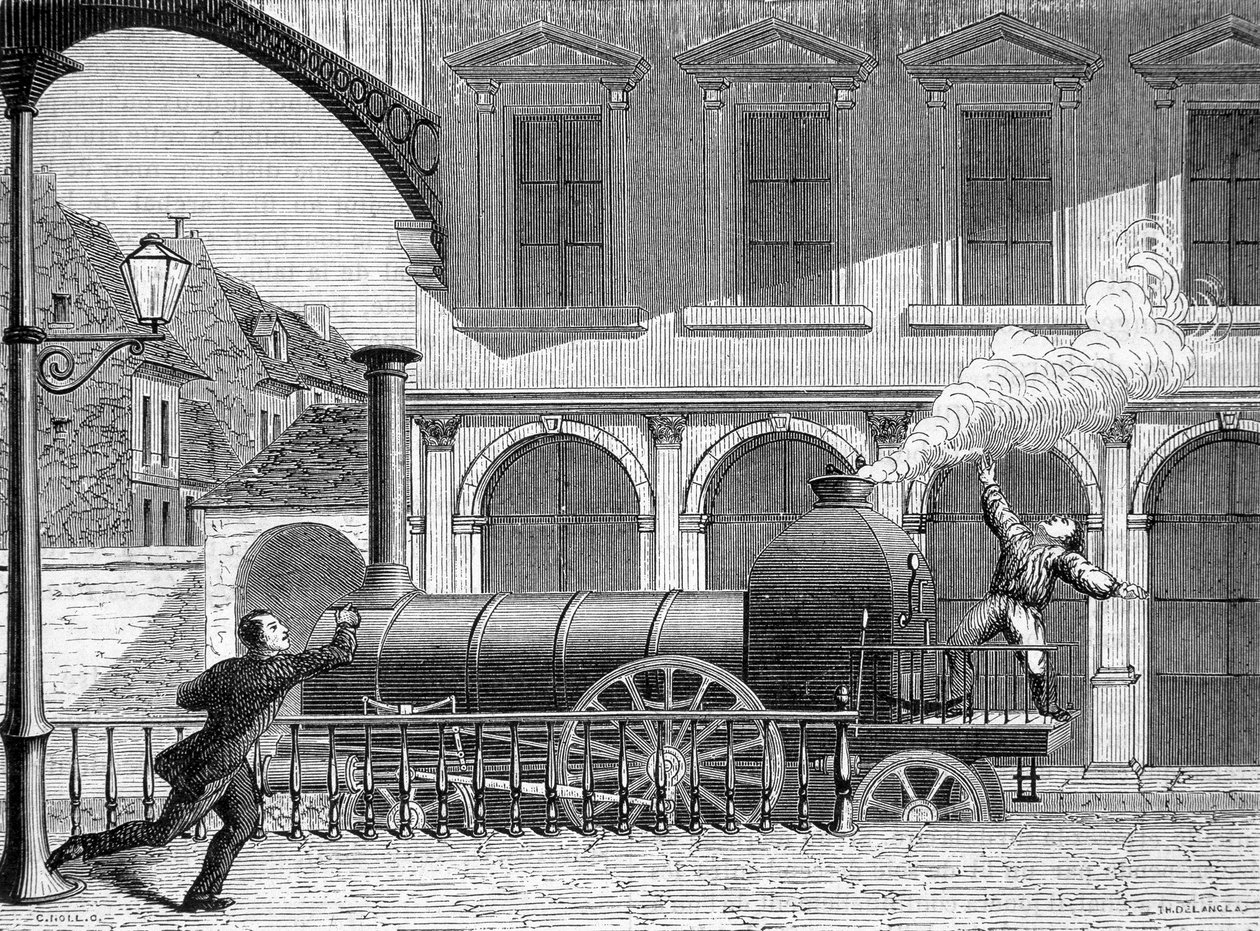 Zufällige Entdeckung der Anwesenheit von Elektrizität in Wasserdampf - Gravur von Unknown artist