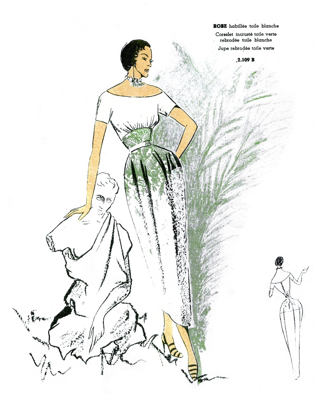 Französische Mode, besticktes Kleid-Design von Unknown artist