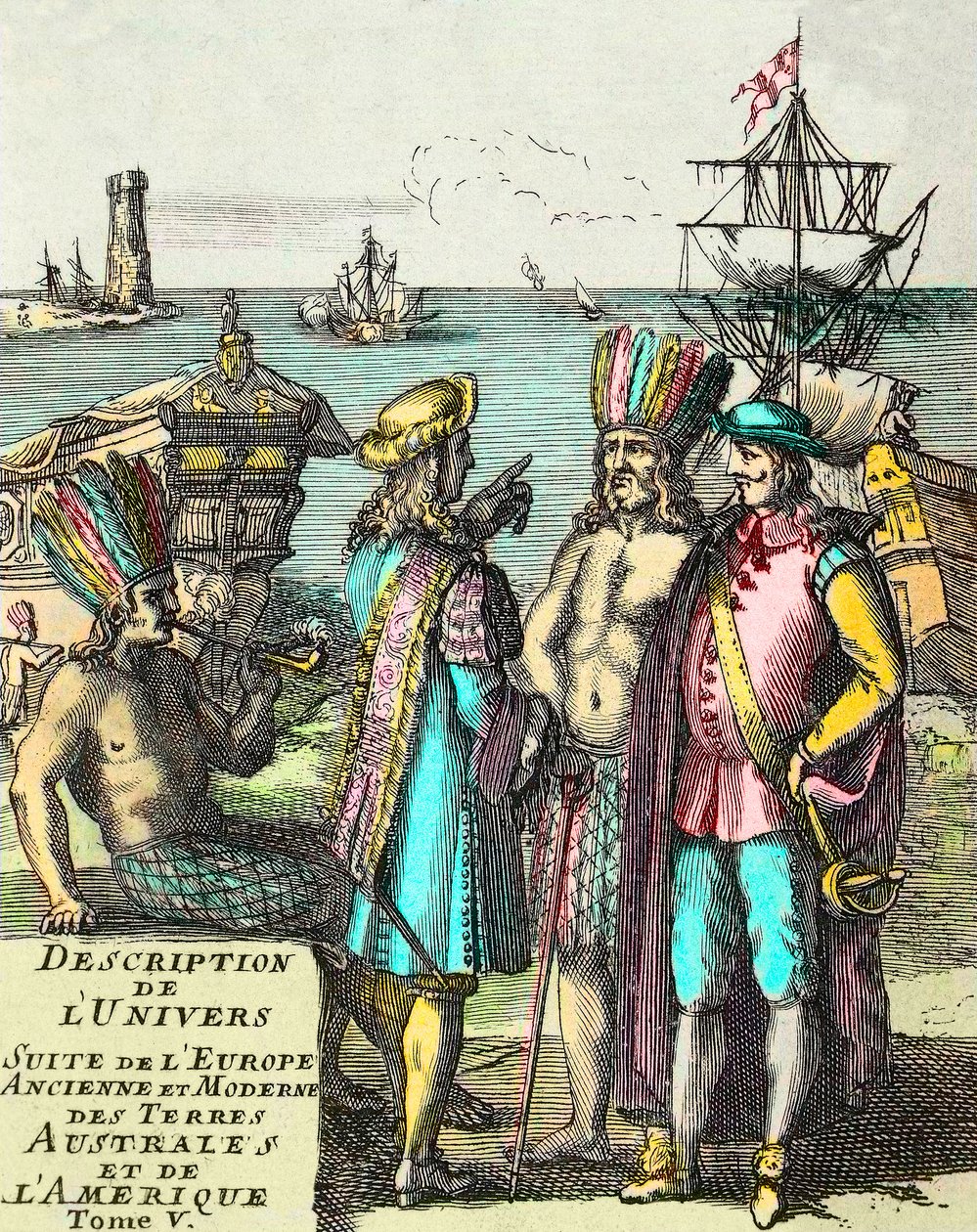Frontispiz von „Beschreibung des Universums Fortsetzung von Alt- und Neu-Europa, Südliche Länder und Amerika“ Band V, von Alain Manesson Mallet (1630-1706) von Unknown artist