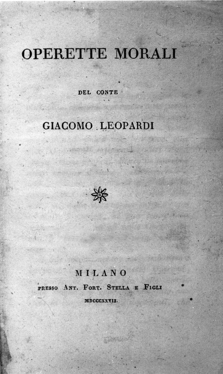 Frontispiz von „Operette morali“ (Kleine moralische Werke) von Giacomo Leopardi (1798-1837) 1827 von Unknown artist