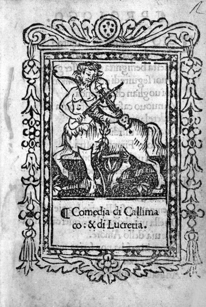 Frontispiz der Komödie „La Mandragola“ von Niccolo di Bernardo dei Machiavelli von Unknown artist