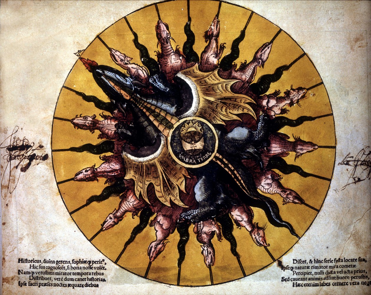 Frontispiz, das eine Sonne darstellt - in „Astronomicum Caesarium“, astronomisches Traktat zur Theorie des Ptolemäus, von P. Apiano von Unknown artist