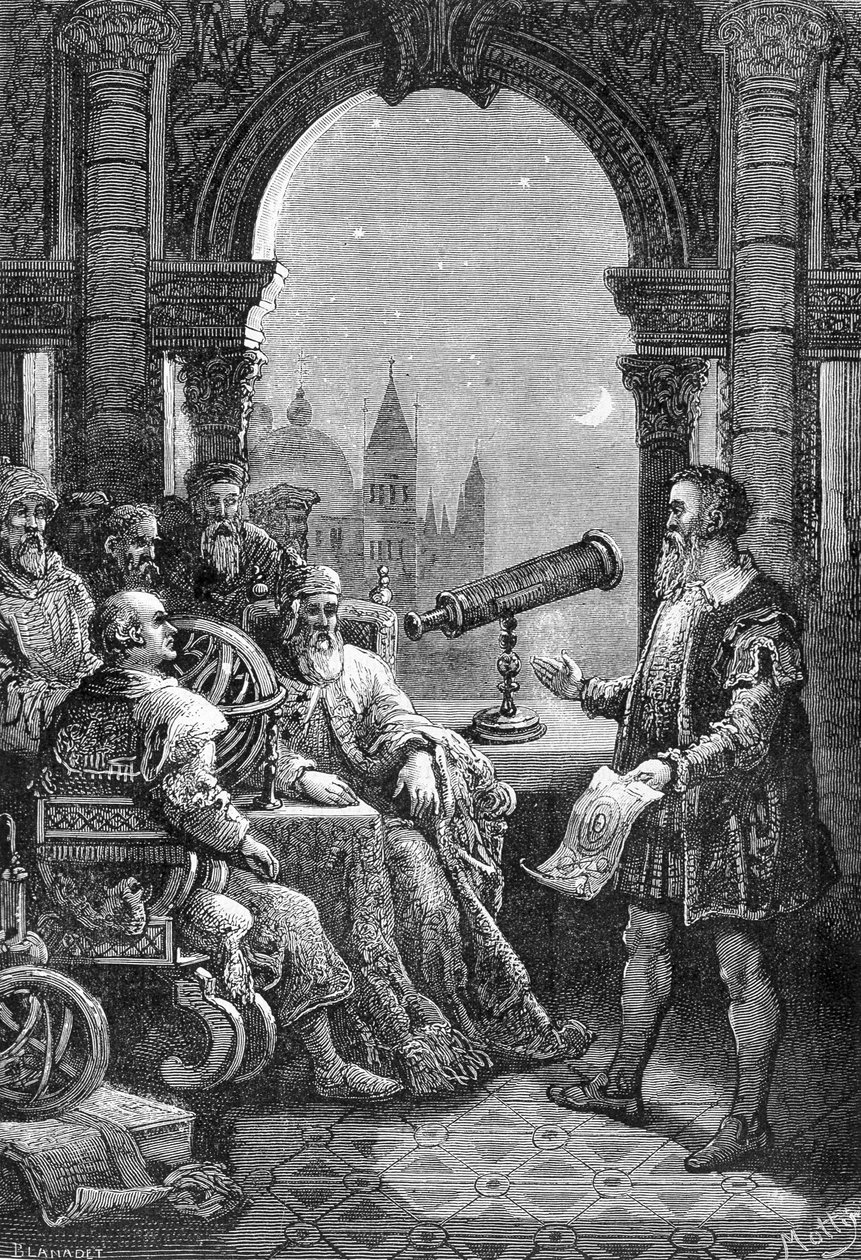 Galileo Galilei präsentiert das erste astronomische Fernrohr dem Dogen von Venedig von Unknown artist