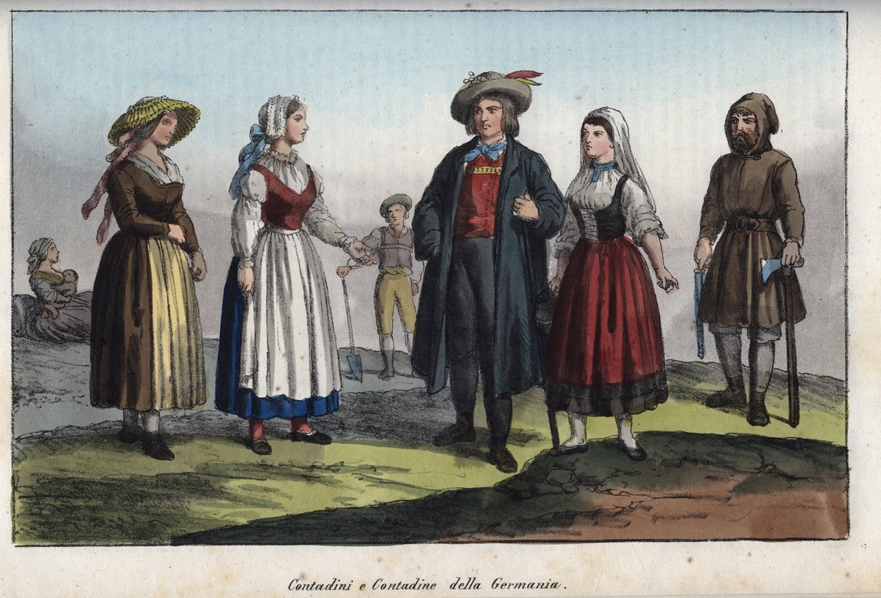 Deutsche Bauern - Gravur aus „Usi e Costumi di Tutti i Popoli dell