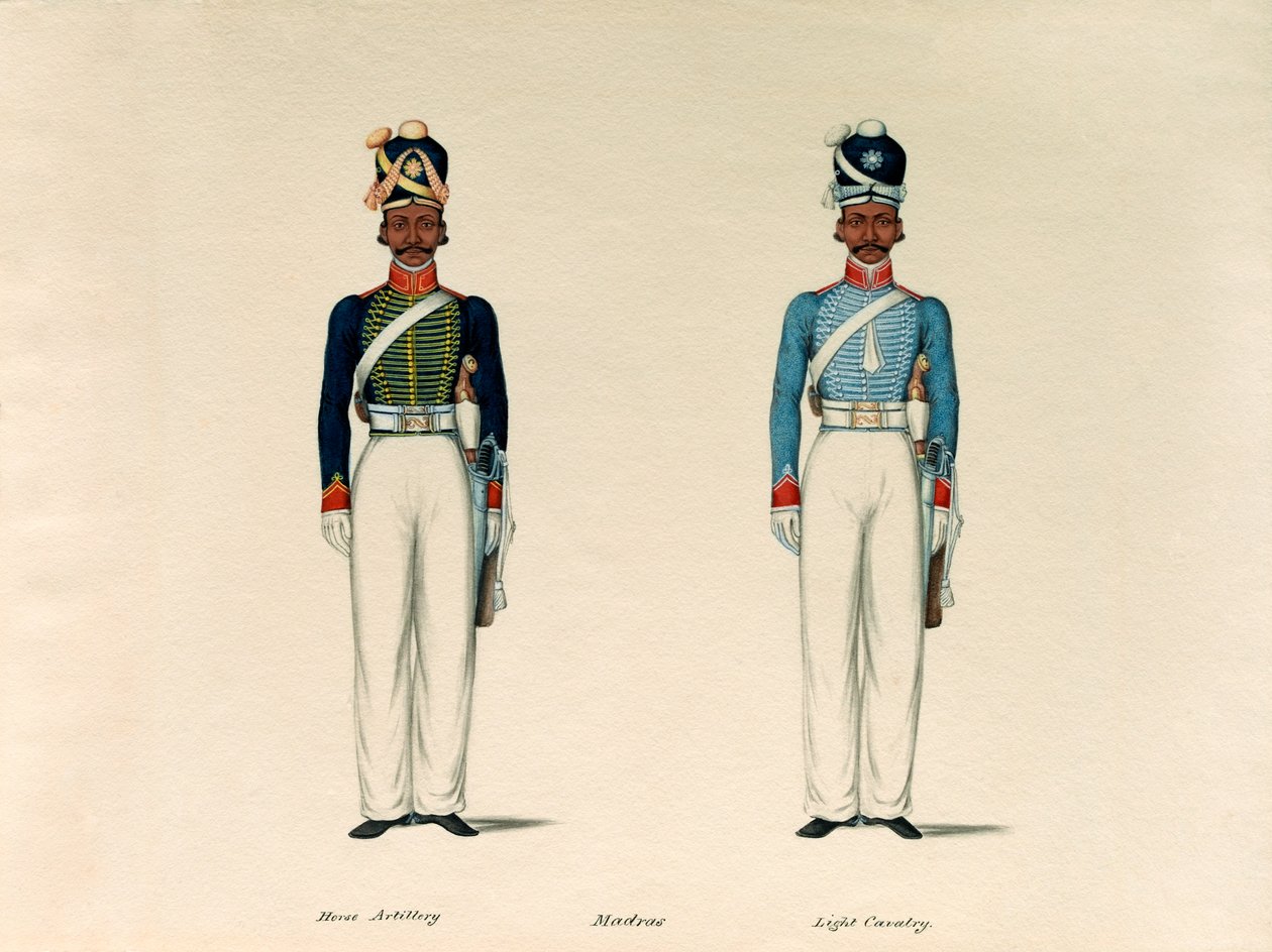 Golundauz, Madras Horse Artillery; und Sowar, Madras Light Cavalry, ca. 1835 von Unknown