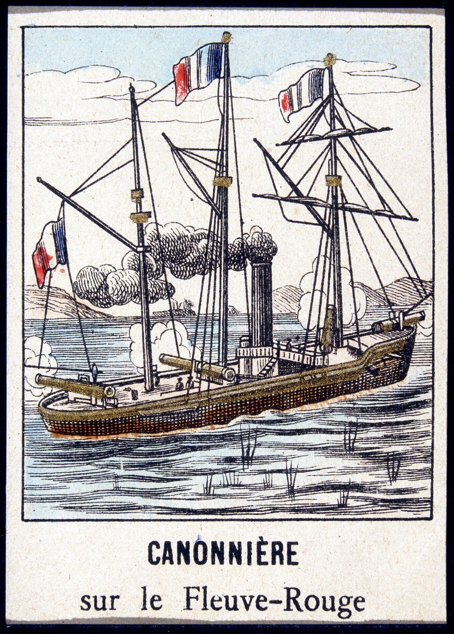 Kanonenboot auf dem Roten Fluss, Ende des 19. Jahrhunderts von Unknown artist