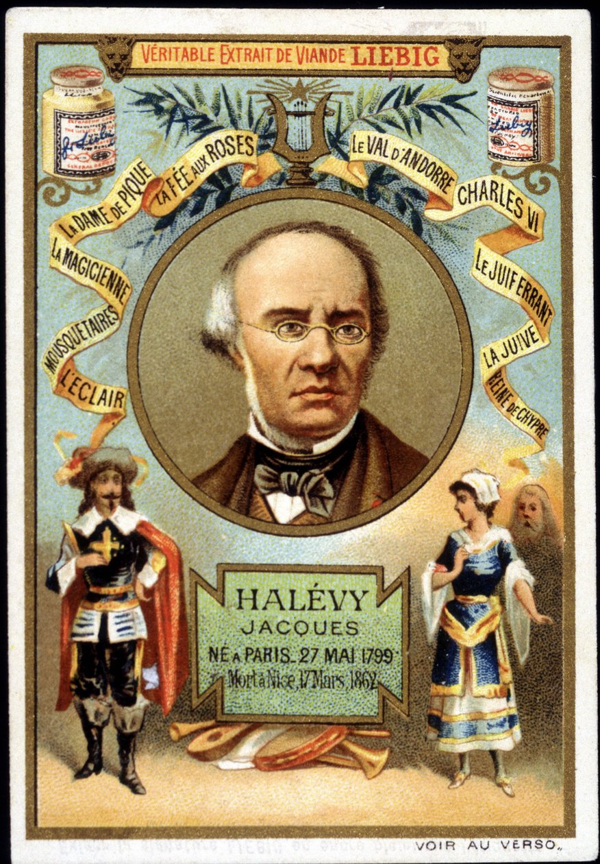 Halevy genannt Jacques Fromental Levy, französischer Komponist (1799-1862) im Rahmen der Werbung für ein Liebig-Produkt. 19. Jahrhundert von Unknown artist