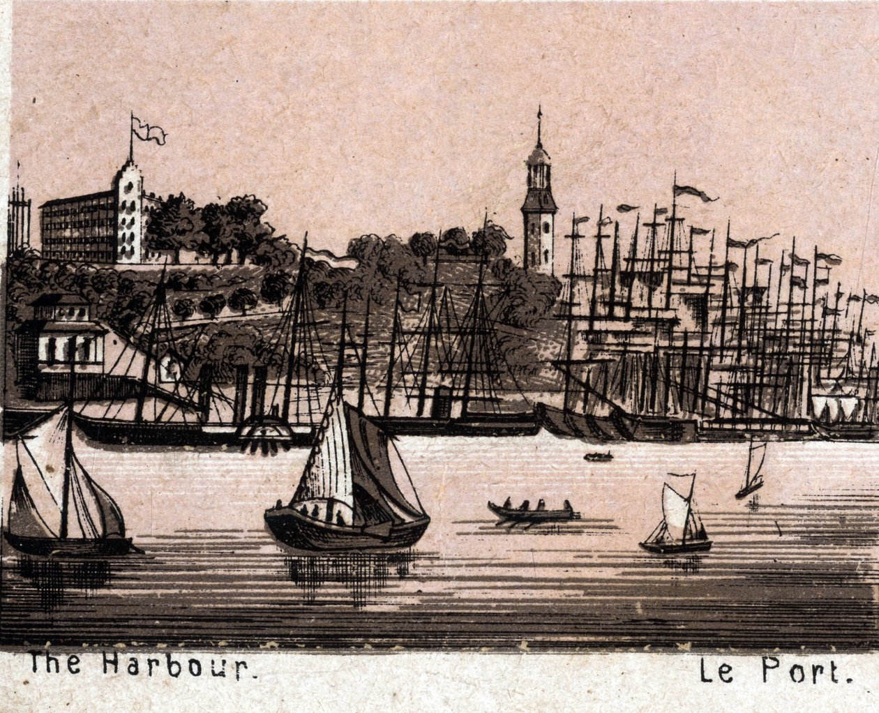 Hamburg, Deutschland: Blick auf den Hafen von Unknown artist