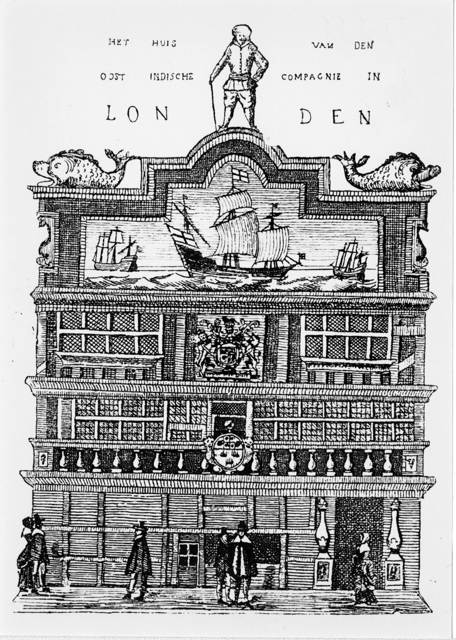 Hauptquartier der Ostindien-Kompanie in London im 17. Jahrhundert. von Unknown artist