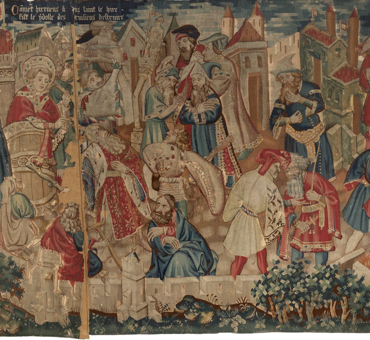 Geschichte von Saint Piat und Saint Eleuthère, Szene 4: Hirineus zerstört das Idol des Tournai-Volkes von Unknown artist