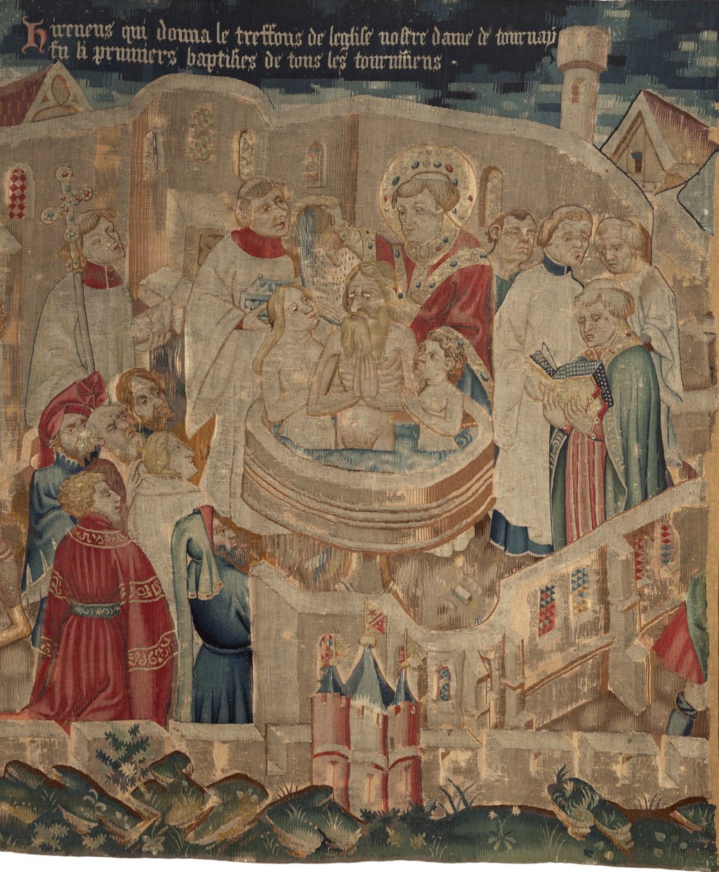 Geschichte von Saint Piat und Saint Eleuthère, Szene 6: Die Taufe von Hireneus und seiner Familie von Unknown artist