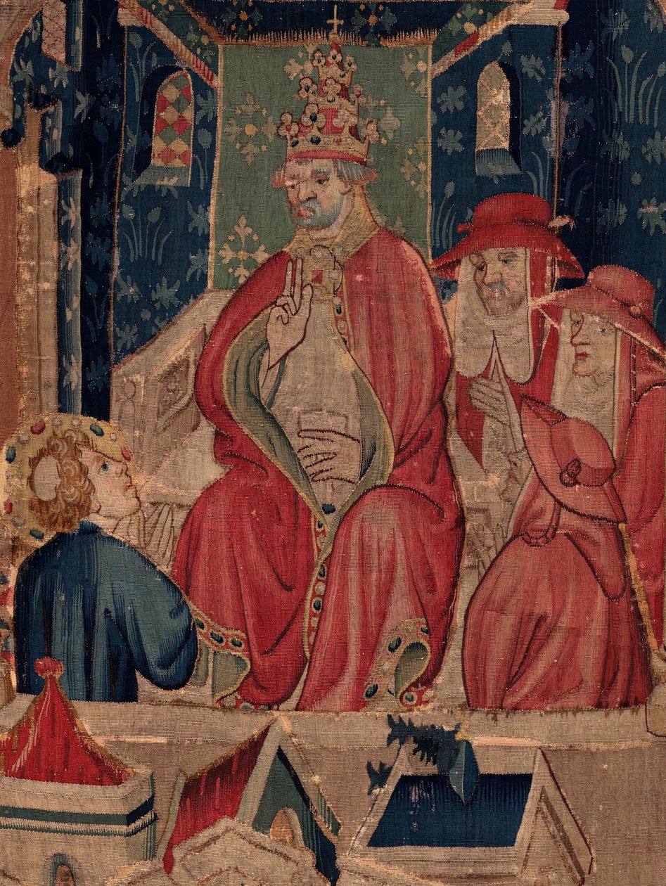 Geschichte von Saint Piat und Saint Eleuthère, Szene 9: Saint-Éleuthère wird als Bischof von Tournai bestätigt. Detail. von Unknown artist