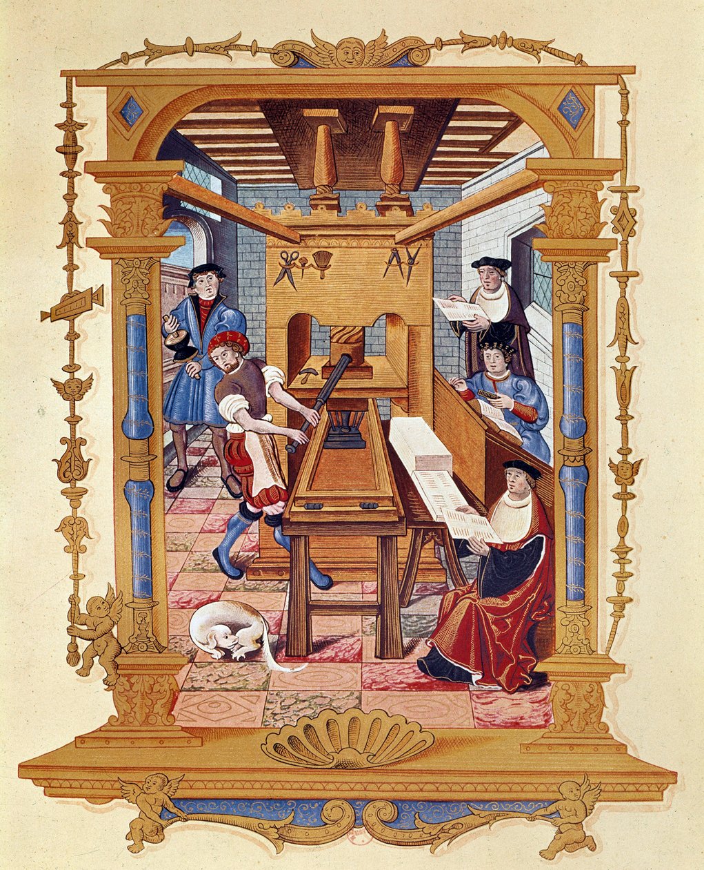 Geschichte des Drucks: eine typografische Werkstatt um 1530 von Unknown artist