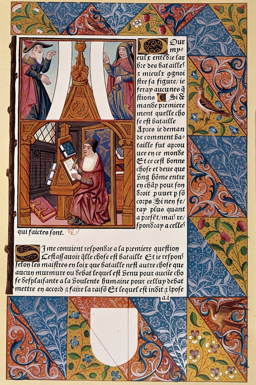 Geschichte des Drucks: Verleger Antoine Verard (? -1513) komponiert sein Buch. Aus einem Manuskript von 1494 von Unknown artist