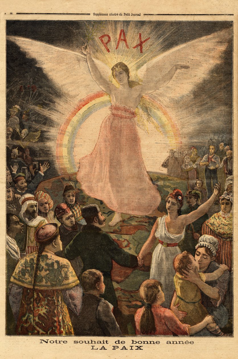 Illustration für Neujahrsgrüße 1894, Frieden für alle Nationen. Gravur in „Le petit journal“ 1.01.1894. Sammlung Selva. von Unknown artist