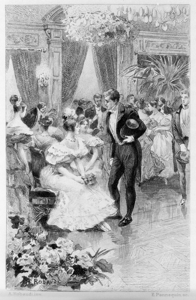 Illustration von „Le Rouge et le Noir“ von Stendhal. Gravur aus dem späten 19. Jahrhundert von Unknown artist
