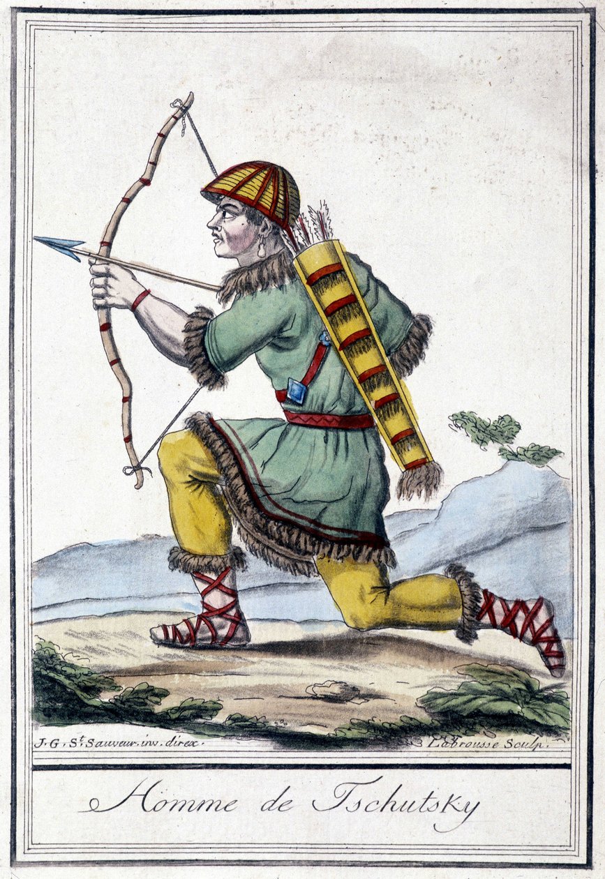 Illustration eines russischen Jägers (Tschutsky) im 19. Jahrhundert von Unknown artist
