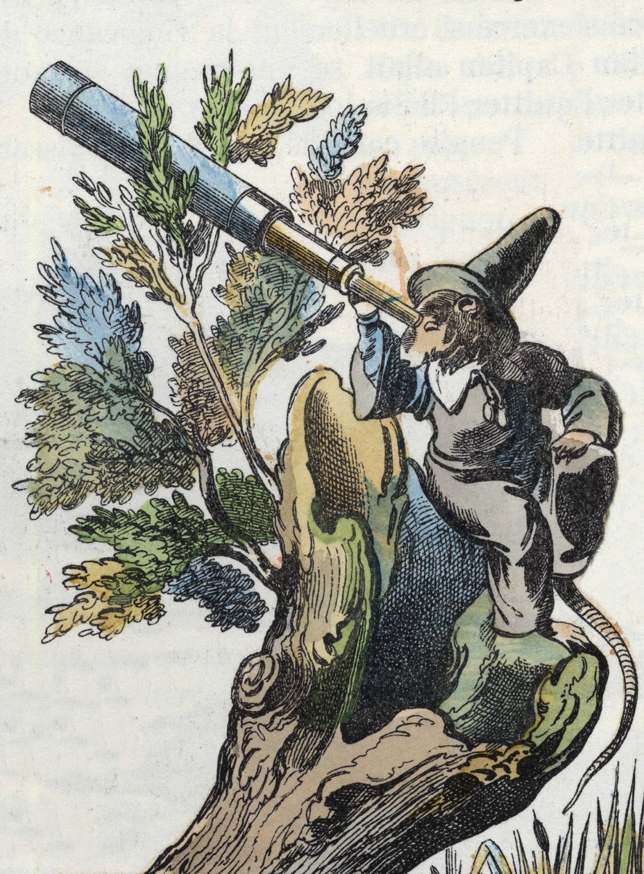 Illustration des Märchens „Der schreckliche Raminagrobis und die Mäuse“, Charakter aus Fabeln von Jean de la Fontaine. In „Tales from the home for the little ones“. Anonyme Gravur des 19. Jahrhunderts von Unknown artist