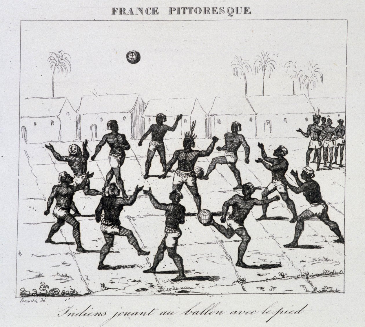 Indianer (Südamerika) spielen Ball mit dem Fuß von Unknown artist
