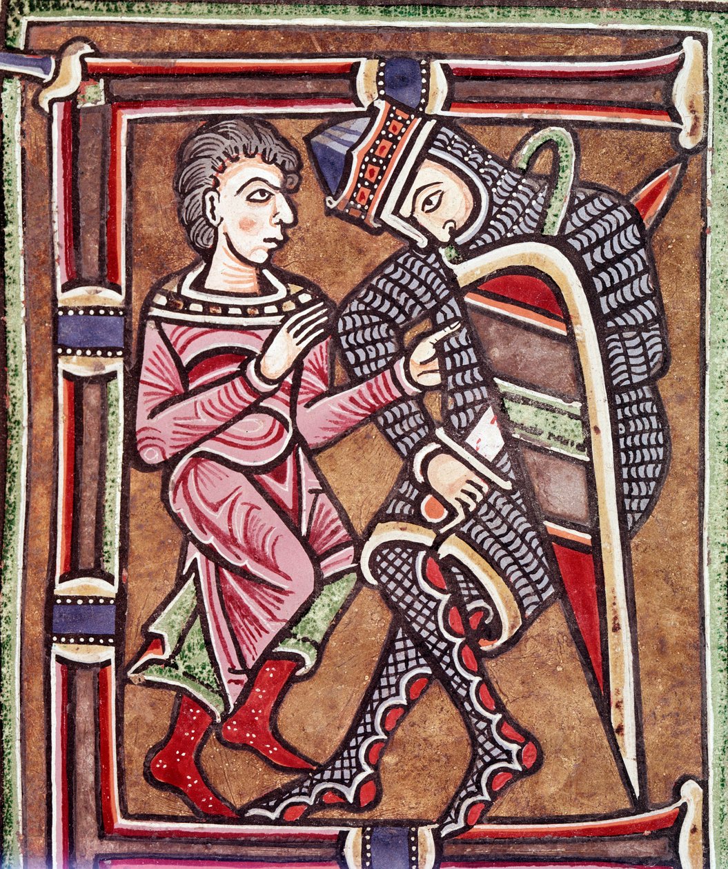 Initialbuchstabe E mit David und Uria, Ehemann von Bathseba (Miniatur) von Unknown artist