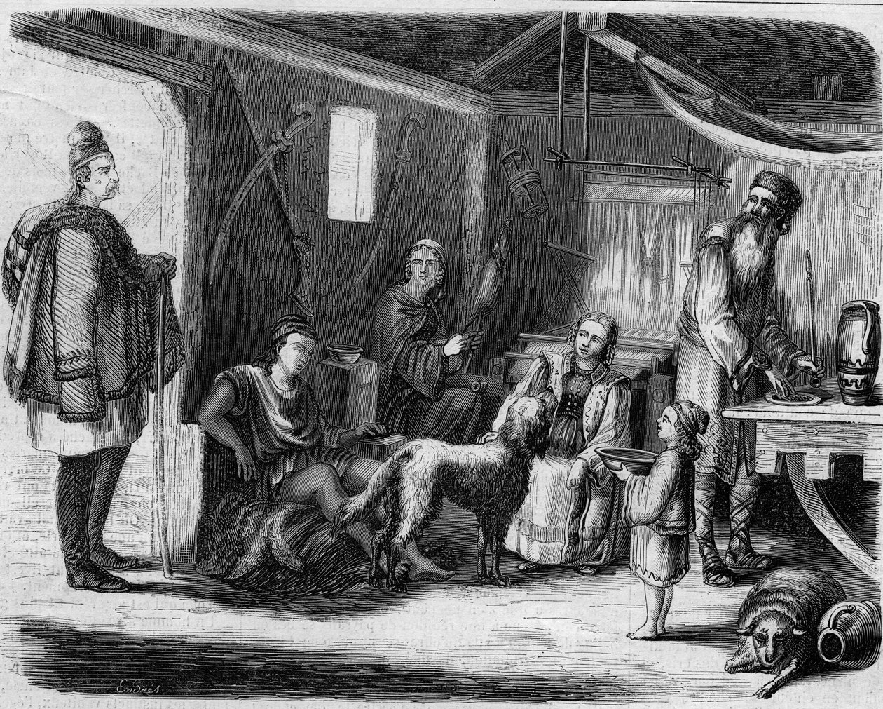 Innenraum eines serbischen Bauernhauses in der Nähe von Belgrad im Jahr 1859 von Unknown artist