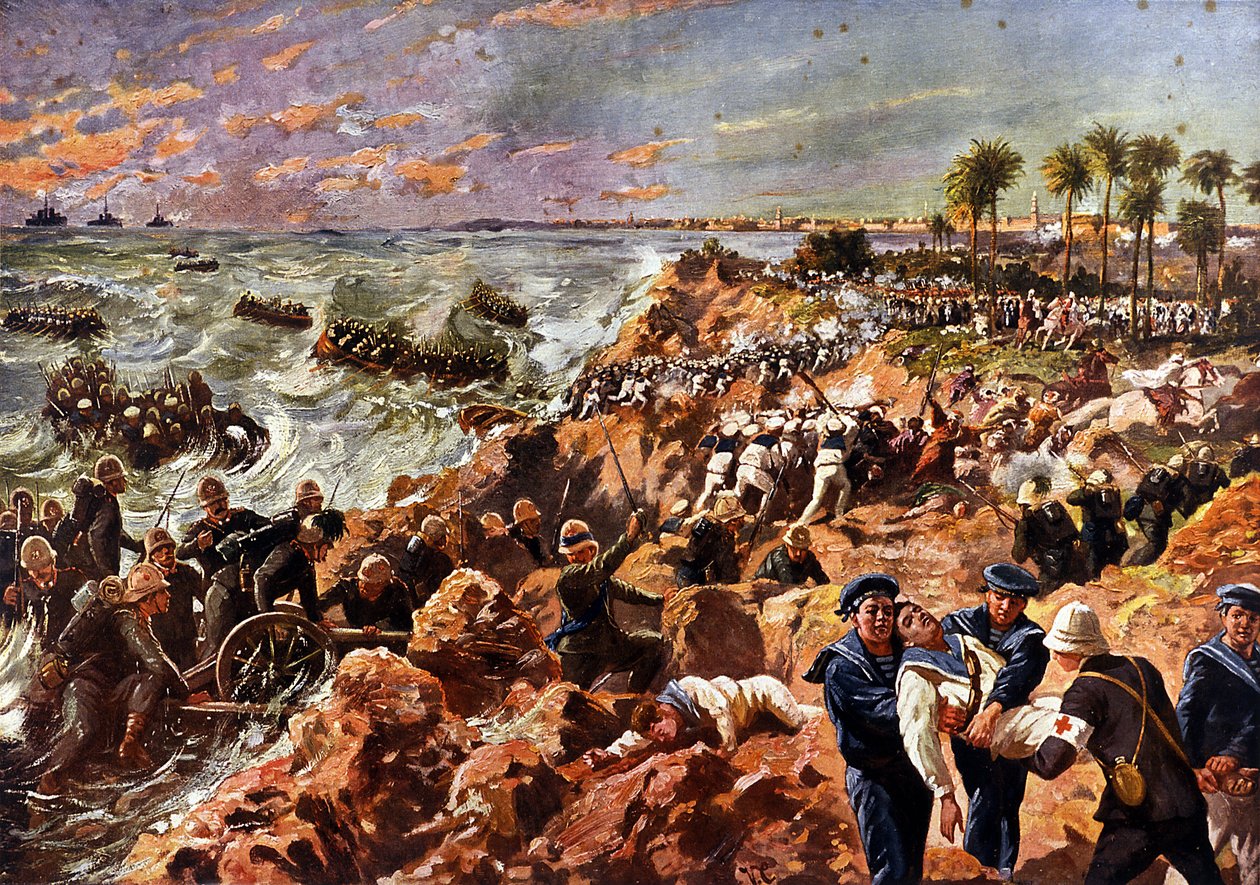 Italienisch-Türkischer Krieg (1911-1912): Landung italienischer Truppen und Schlacht von Bengasi am 11. Oktober von Unknown Artist