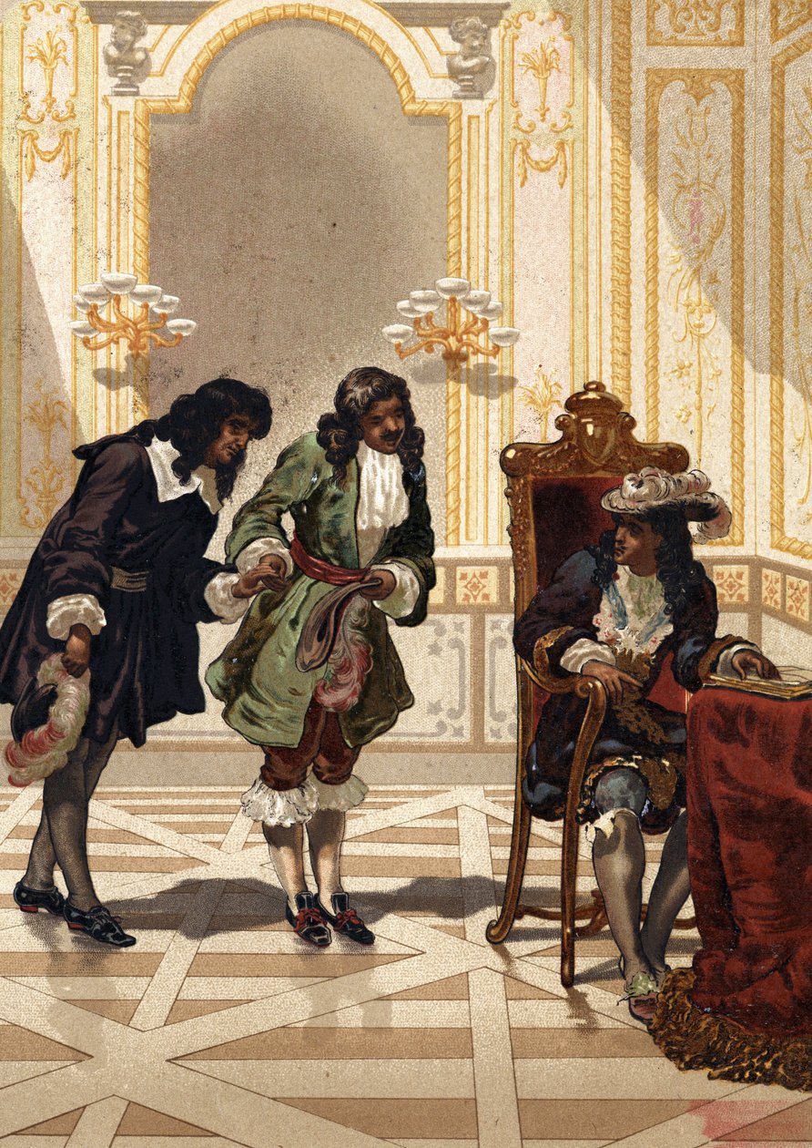Jean Baptiste (Jean-Baptiste) Colbert (1619-1683) stellt Jean Dominique Cassini (1625-1712), französischer Astronom, vor. Nach „La Ciencia y sus Hombres“ von Louis Figuier. Barcelona 1881 von Unknown artist