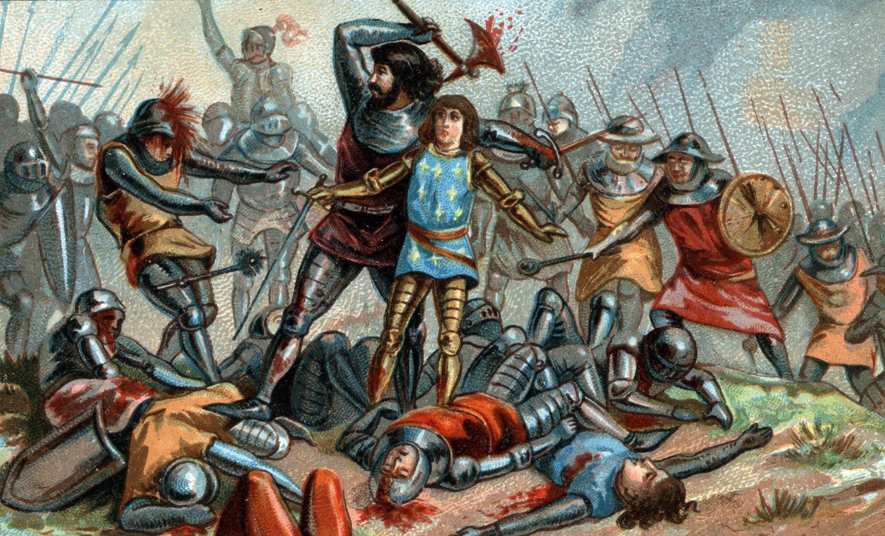 Johann II. der Gute und sein Sohn Philipp der Kühne bei der Schlacht von Poitiers im Jahr 1356. von Unknown artist