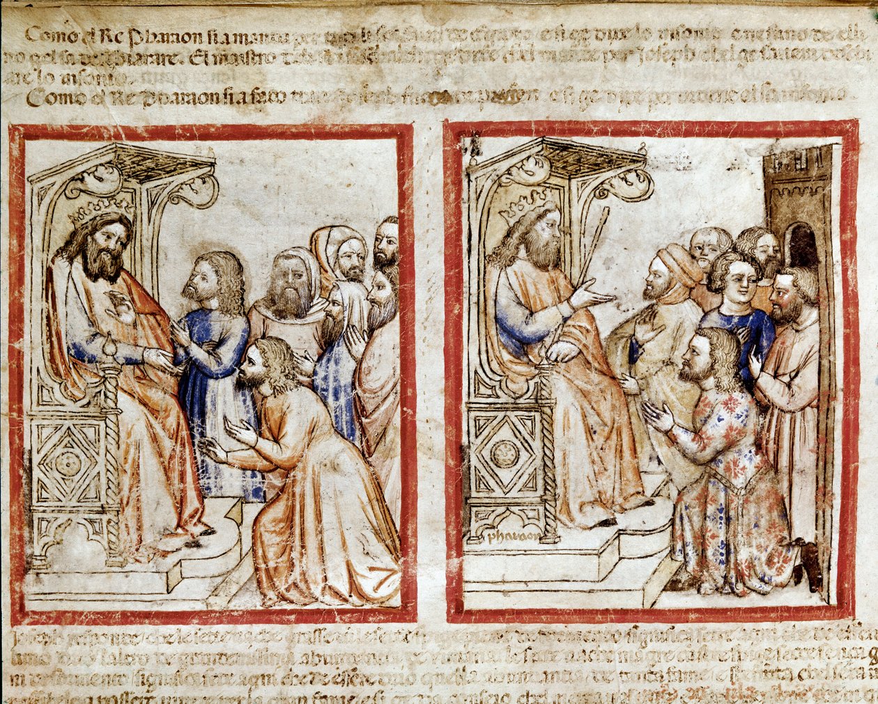 Joseph und seine Brüder sprechen den Pharao an, die Brüder verlassen ihn, nachdem sie Joseph als Sklaven verkauft haben von Unknown artist