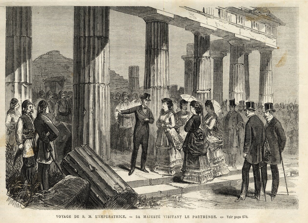 Reise der Kaiserin Eugenie nach Griechenland - Reise der Kaiserin Eugenie nach Griechenland - Besuch des Parthenons in Athen - im Jahr 1869 von Unknown artist