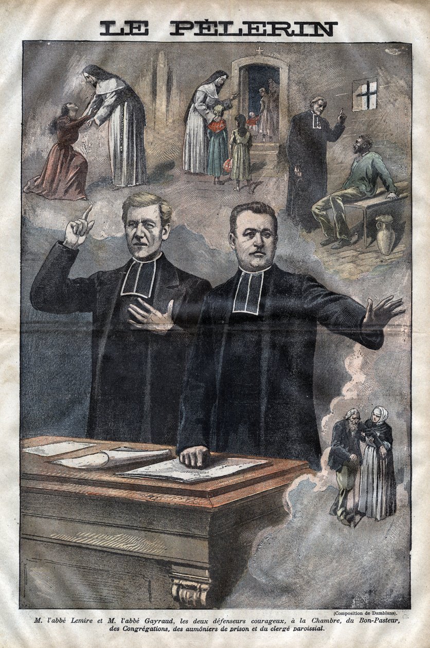 Jules Auguste Lemire (1853-1928) und Hippolyte Gayraud (1856-1911), französische Geistliche und Politiker, Abgeordnete - Gravur in „Le-Pelerin“ von 1899 von Unknown artist