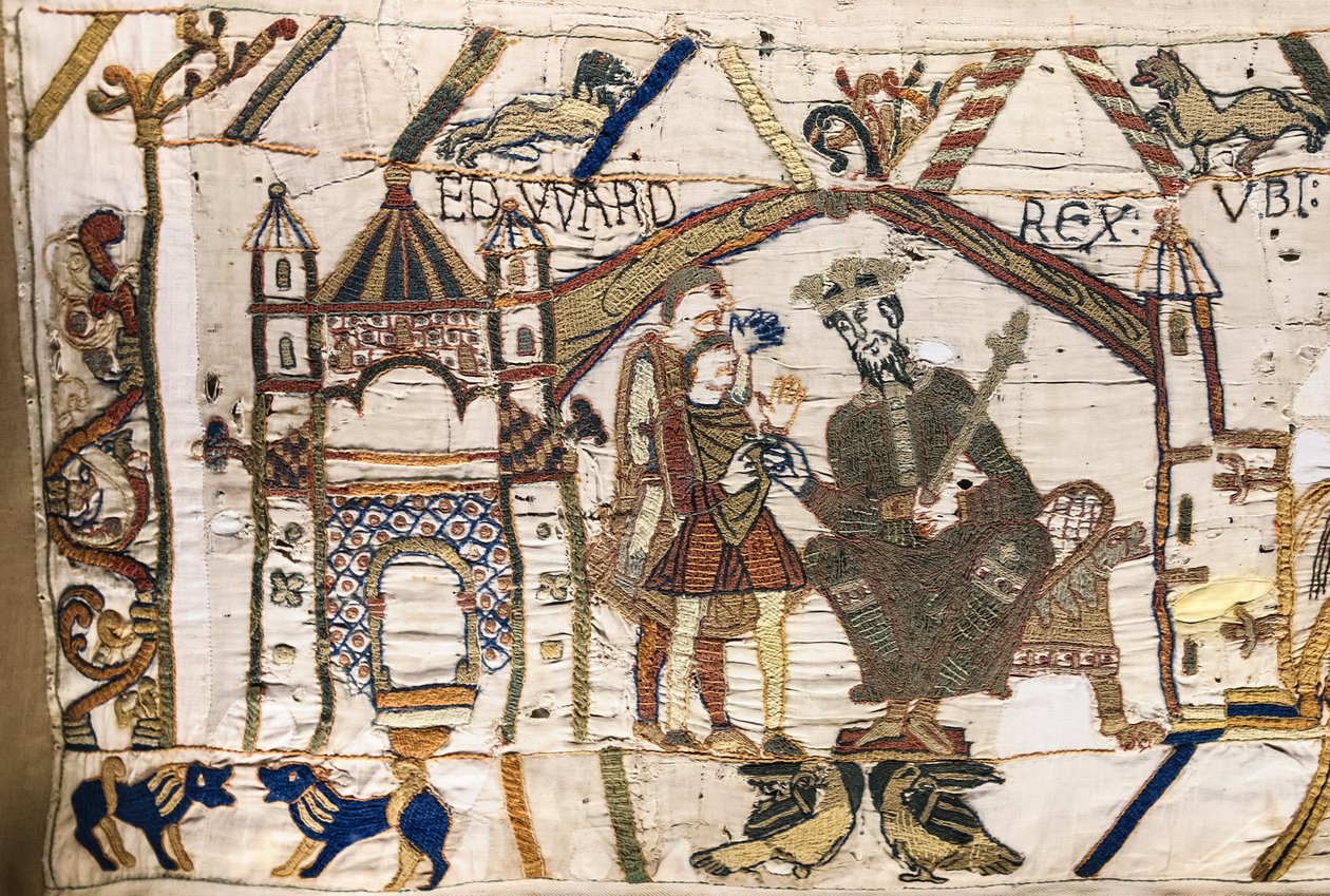 König Eduard der Bekenner sendet Harold in die Normandie, Teppich von Bayeux von Unknown artist