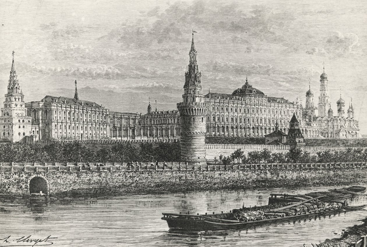 Kreml in Moskau, Russland, Gravur aus Freies Russland von Unknown artist
