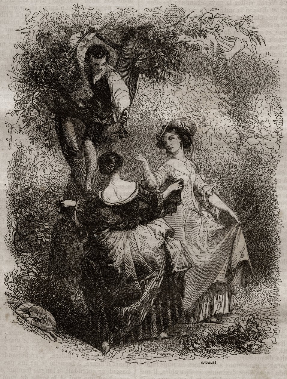 La cueillette des cerises - Illustration für „Les Confessions“ von Jean-Jacques Rousseau (1712-1778) - Gravur von 1849 von Unknown artist