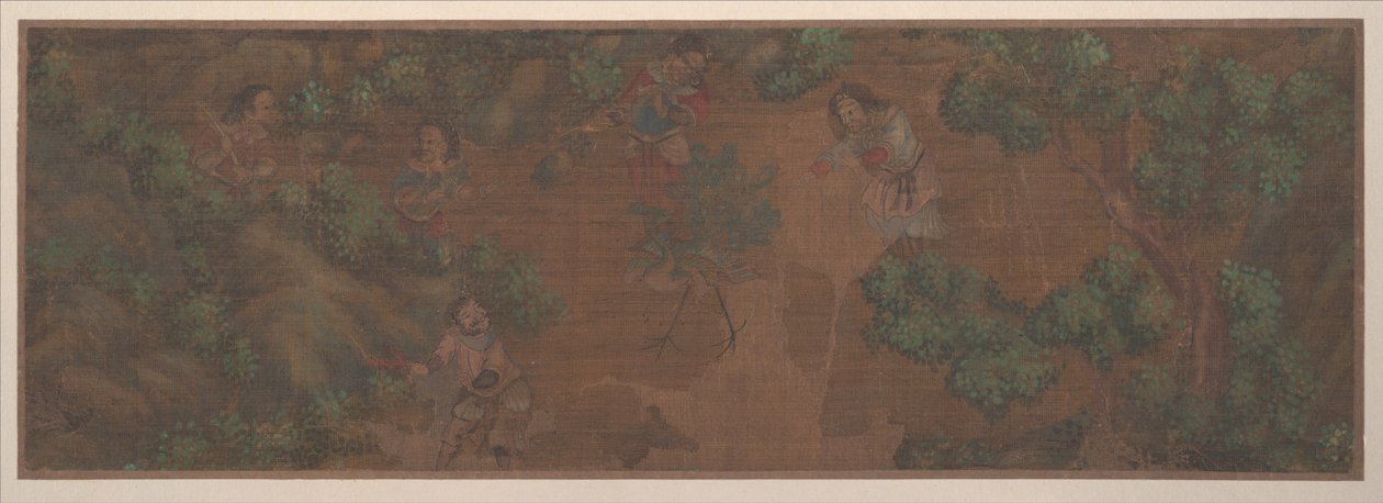 Landschaftsgemälde einer Figur in Waldlandschaft von Unknown Artist