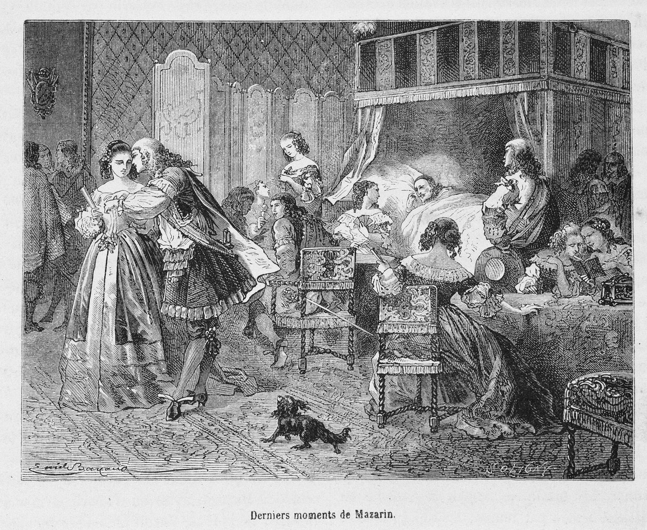 Letzte Momente von Mazarin (1602 - 1661). Illustration in 