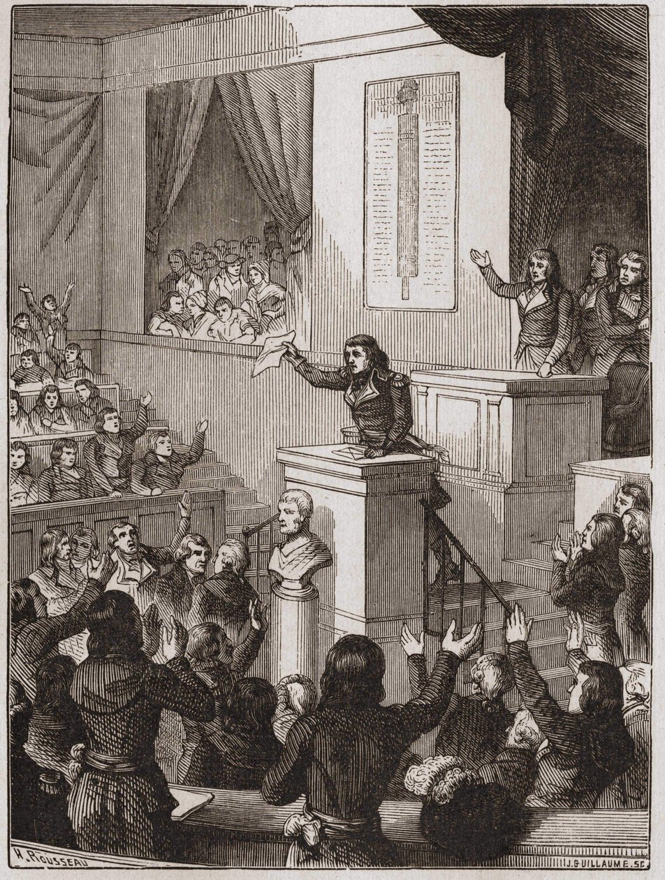 Lazare Nicolas Marguerite Carnot (genannt der Organisator des Sieges oder der große Carnot) verkündet am 1. September von Unknown artist