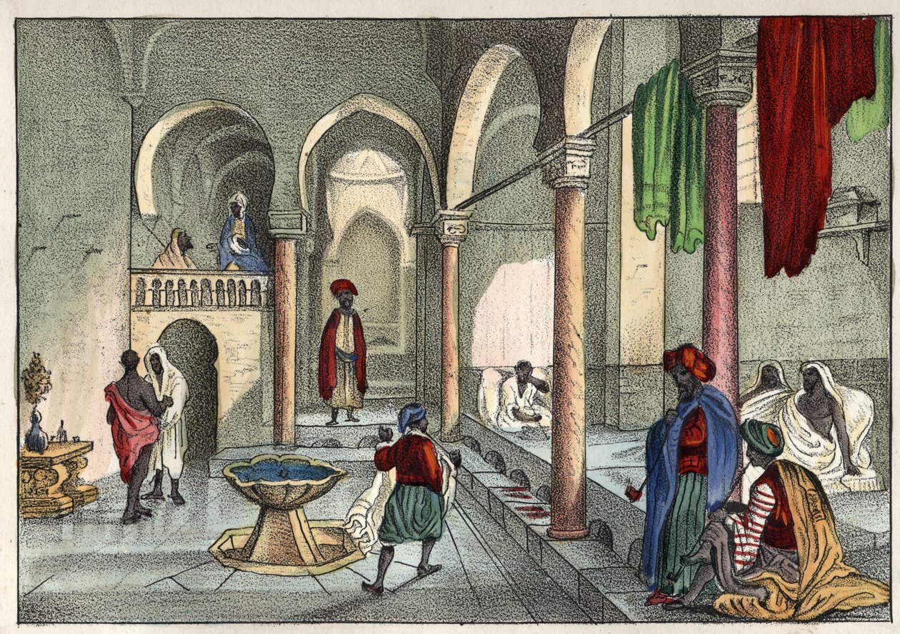 Das Moure-Bad (öffentliches Bad) in Algier um 1830. In „L
